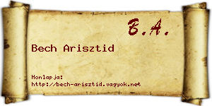 Bech Arisztid névjegykártya